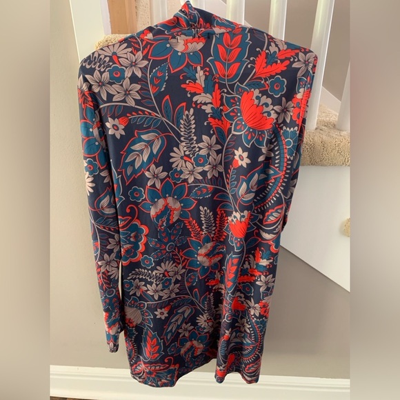 Camisa Floral Boho Kimono Cardigan Large Flowy Open Front w Pockets, Preloved - Picture 3 of 3